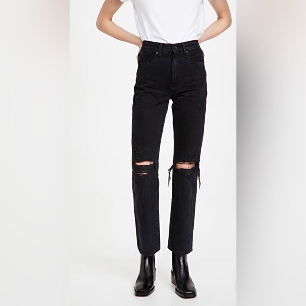 SLVRLAKE LONDON Beatnik Ankle High Rise Jeans size 29 Shadow Ridge Destructed